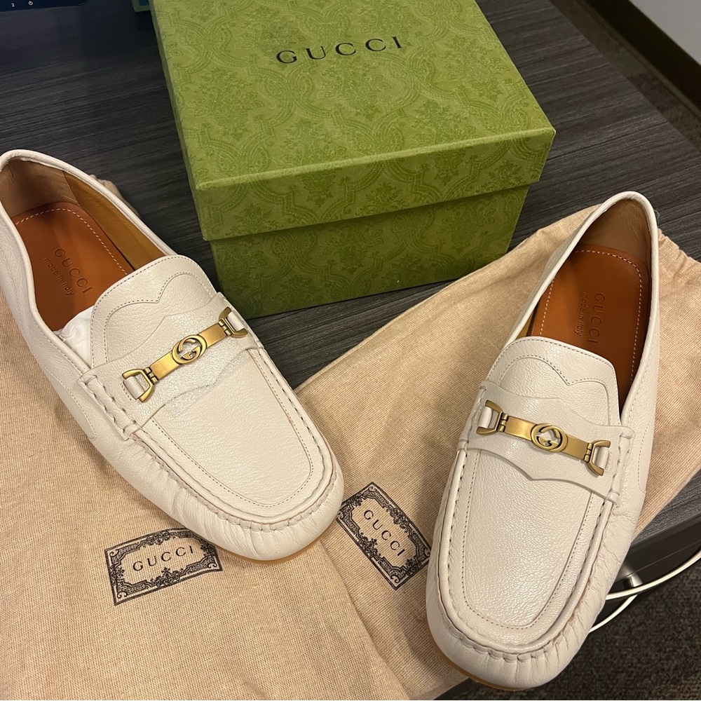 Brand New Men’s Gucci Loafers Mystic White